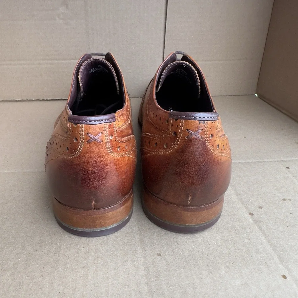 Ted Baker Gryene Leather Wingtip Oxford Shoes Tan Brown Men's 10 / EU 43